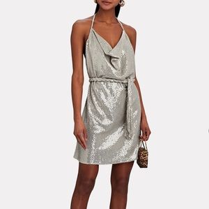 DODO BAR OR Lola Halter Sequined Halter Mini Dress Tie Waist